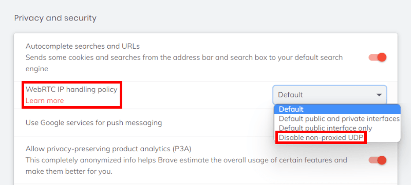Brave WebRTC privacy fix