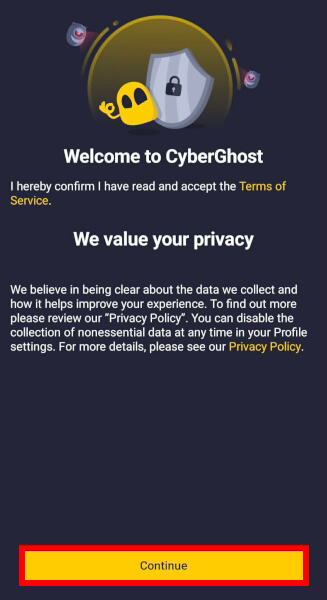 CyberGhost accept the TOS