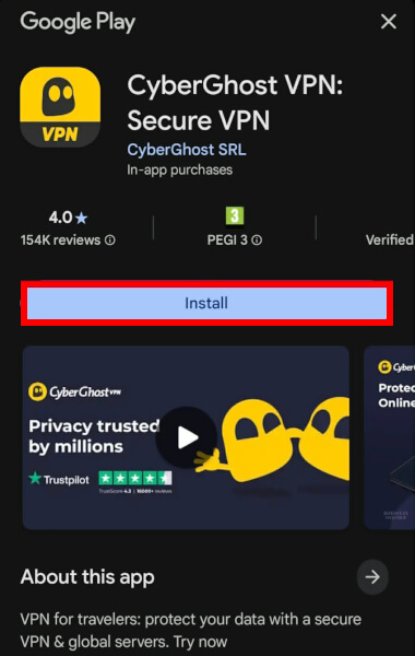 CyberGhost download the app