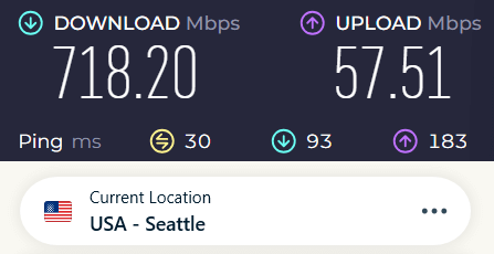ExpressVPN Seattle speed test results