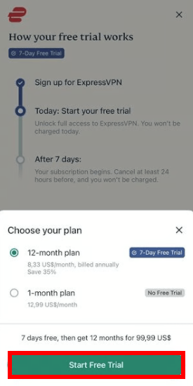 ExpressVPN mobile free trial
