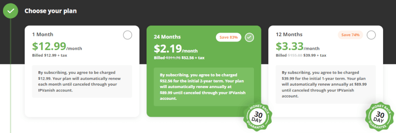 IPVanish free 30-day trial sign up