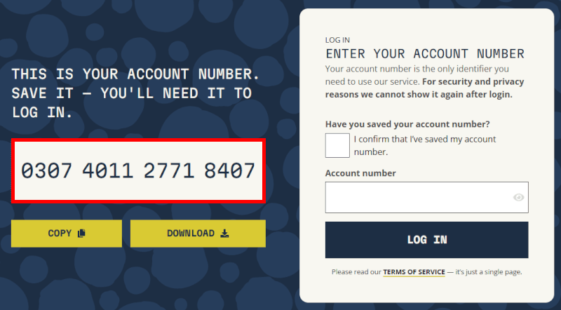 Mullvad 16-digit account number