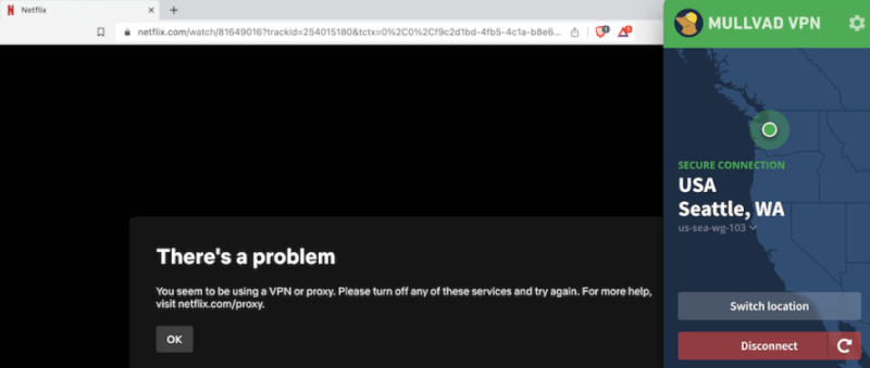 Mullvad eas blocked by Netflix