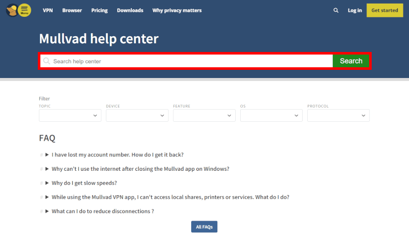 Mullvad help center guides