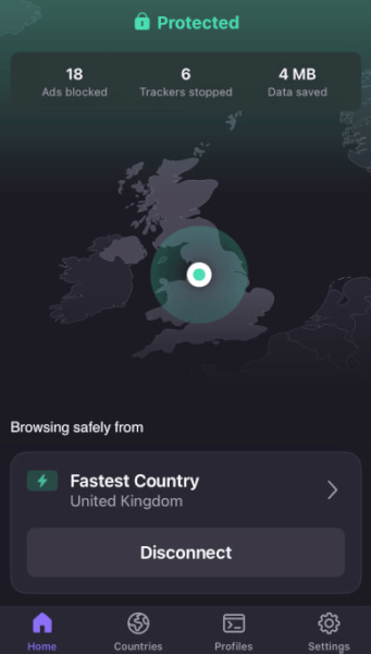 Proton VPN app for iPhone