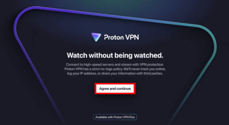 Proton VPN for Apple TV agree and continue