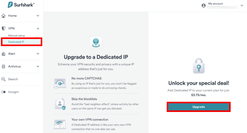 Surfshark dedicated IP