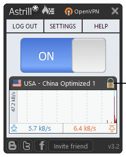 Astrill VPN UI