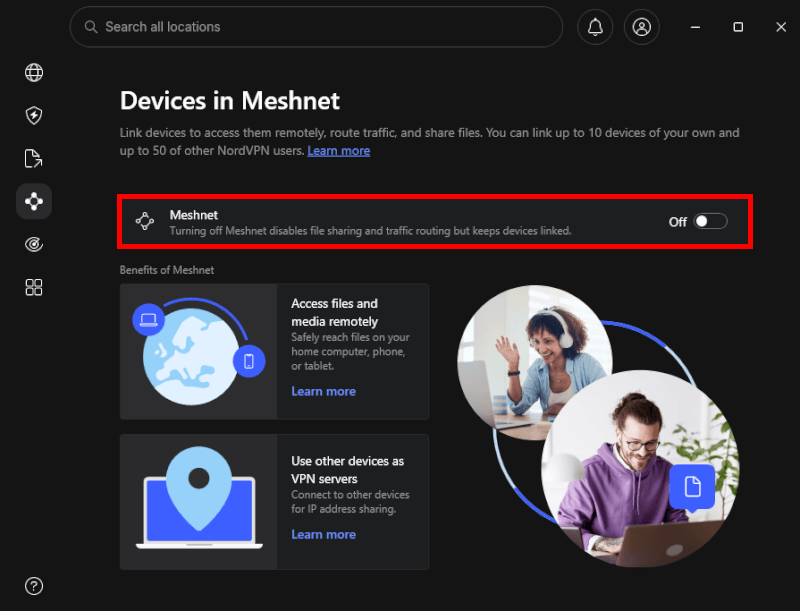 NordVPN Meshnet on