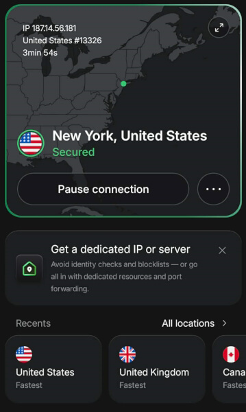 NordVPN app on Android