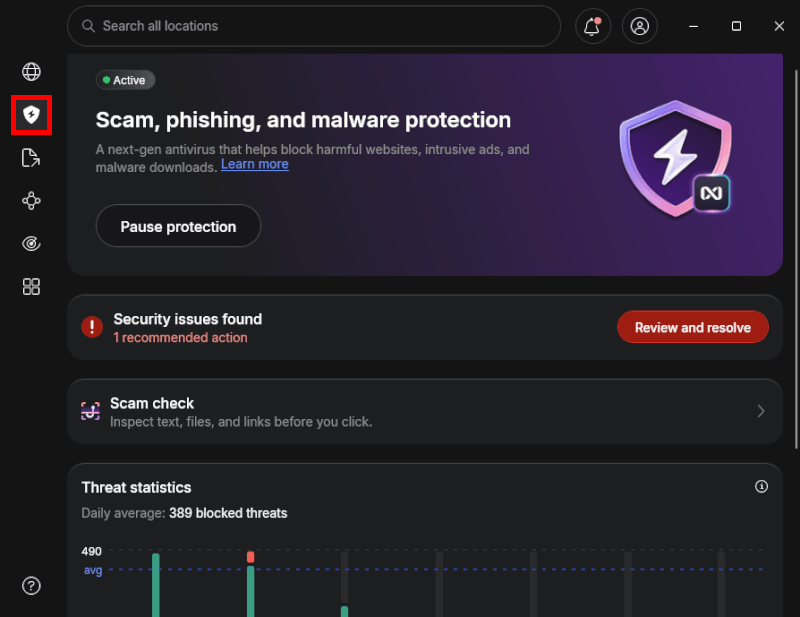 NordVPN built-in antivirus