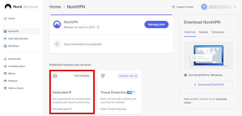 NordVPN dedicated IP Nord