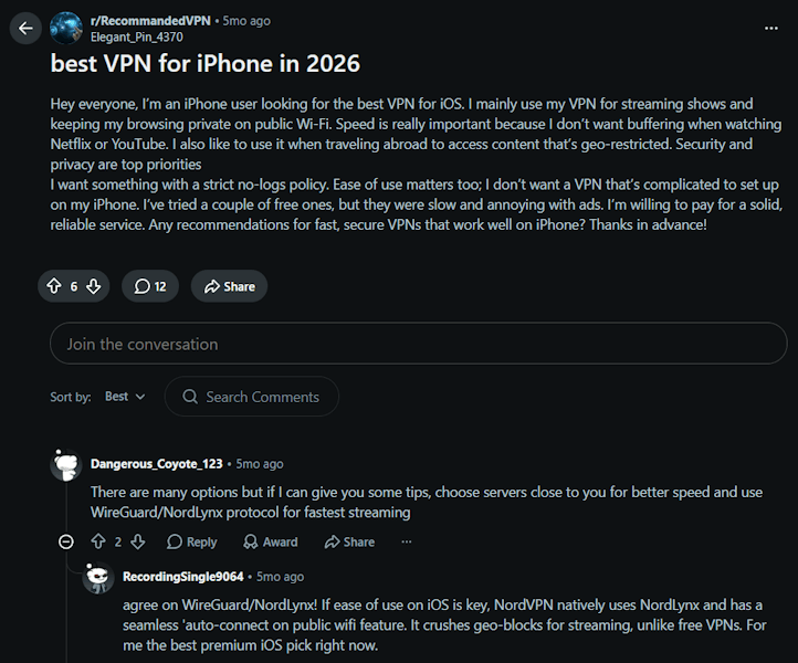 Reddit consensus on iOS VPNs