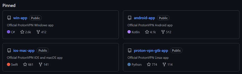 Proton VPN publicly available on GitHub
